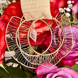 NWT Anthropologie Floral Hoop Earrings